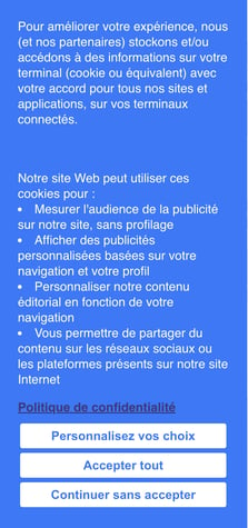 French Cookie Consent Banner Example French Language