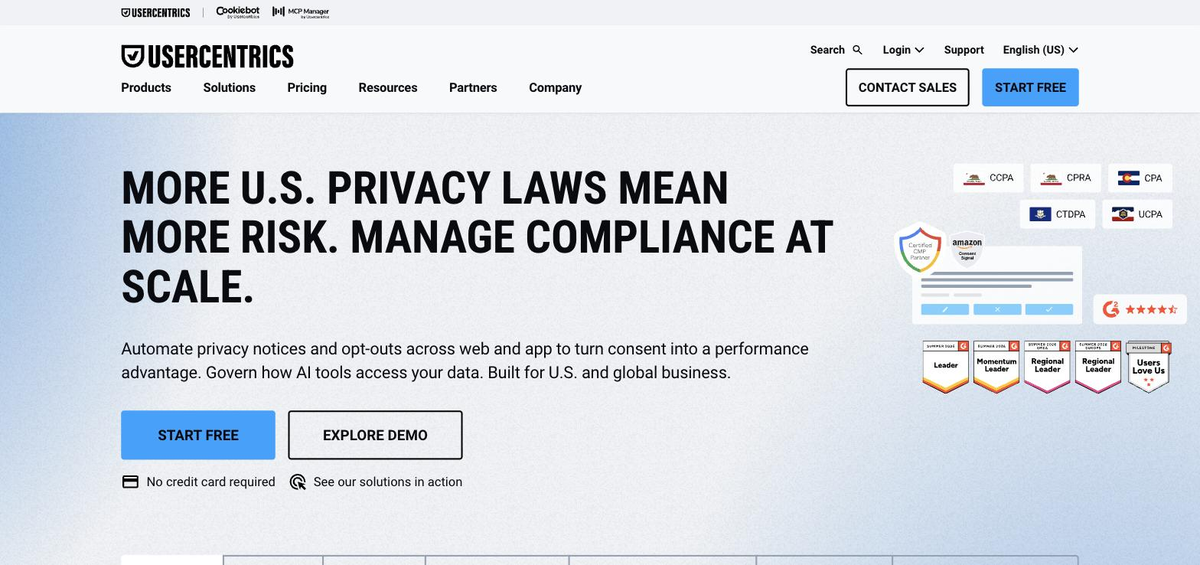 Usercentrics homepage 2026