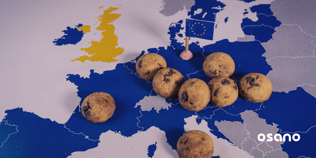 Cookie dough on a map of Europe