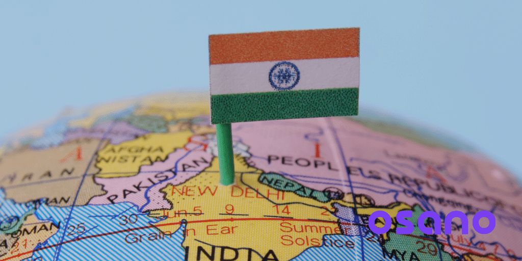 Indian Flag Pinned to Indian State on a Globe