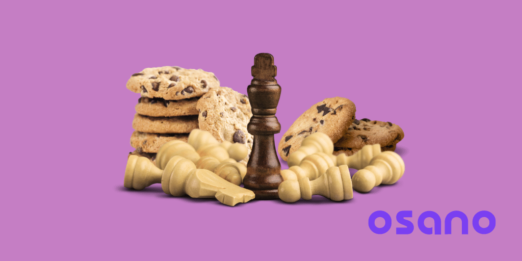 Chess pieces in front of cookies