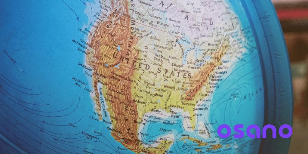 Globe centered on the US